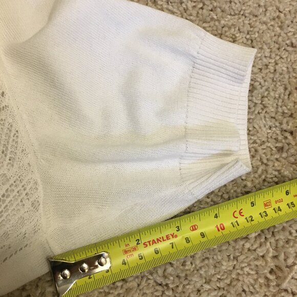 Cotton Rayon White Pointelle Knit Balletcore Bolero - Picture 9 of 12